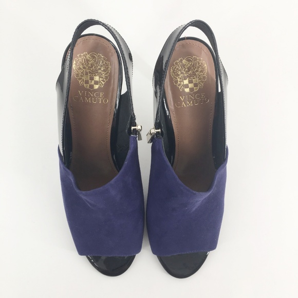 VINCE CAMUTO Blue Suede Slingback Booties Size 10 - Picture 6 of 8